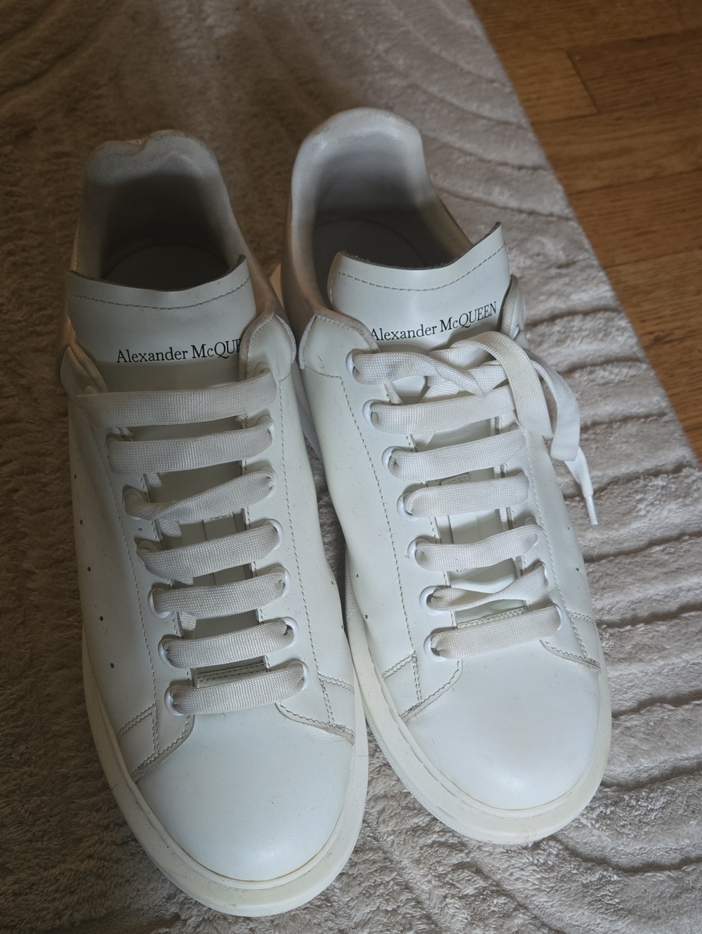 Alexander McQueen White Leather Classic Lace-Up Sneakers
